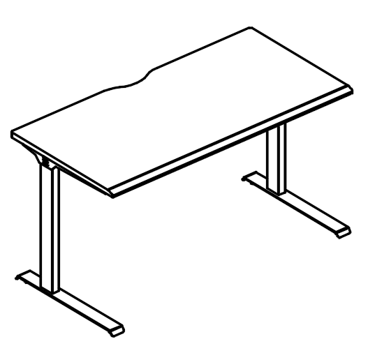 Стол 160 офисный на металлокаркасе МL (1 скос) вяз либерти / антрацит