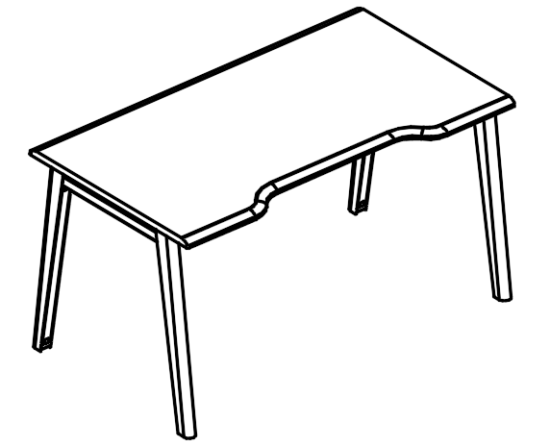 Стол эргономичный Симметрия каркасе МТ 2 скоса  мокко премиум / белый, вставка белая