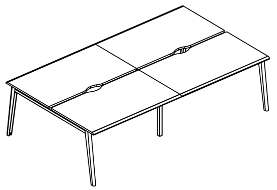 Рабочая станция 4х120 на каркасе МТ 1 скос вяз либерти / белый, вставка мокко