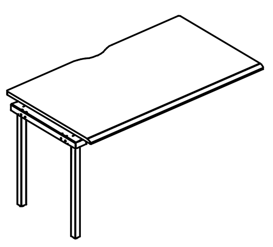 Секция стола станции на металлокаркасе МТ (1 скос)  вяз либерти / белый, вставка белая