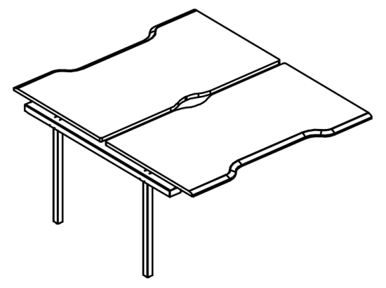 Секция стола Симметрия на каркасе МТ 1 скос (2х160)  мокко премиум / белый, вставка мокко